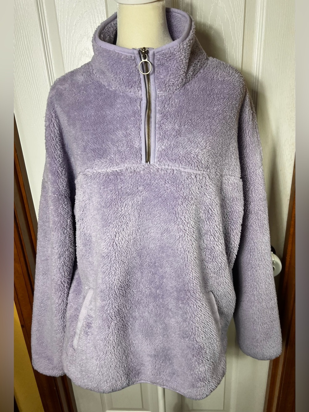 Time and Tru Fleece Jacket Sherpa Jacket Lightweight Pullover Light Purple L